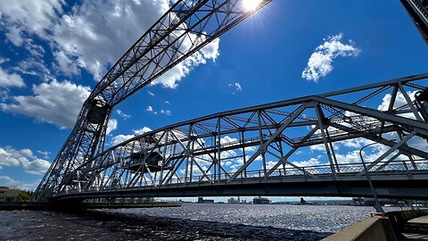 Standing Under the Duluth Aerial Lift Bridge on a Windy Day (Bridge L6116)