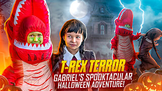 T-Rex Terror on Halloween: Gabriel's Dino-Sized Trick-or-Treat!