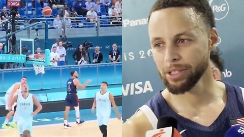 Stephen Curry hits look away dagger 3 and reacts to Team USA win vs Serbia in Ol
