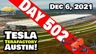 Tesla Gigafactory Austin 4K Day 502 - 12/6/21 - A BRIEF LOOK AT GIGA TEXAS ON A VERY WINDY DAY!