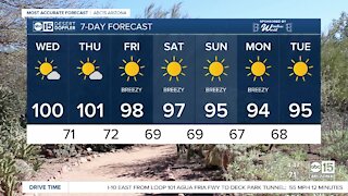 Triple digits possible Wednesday afternoon