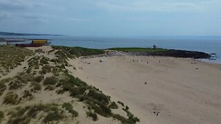 Porthcawl Drone: Busy Coney Beach from Dunes (Bank Holiday -Super Sunday)