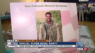 Special Super Bowl party raises money for college scholarships for veterans