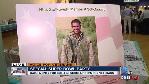 Special Super Bowl party raises money for college scholarships for veterans