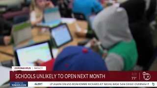 Schools unlikely to open next month