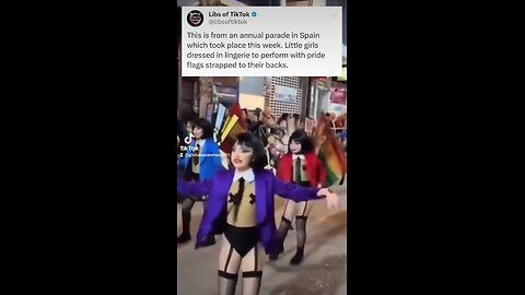Little girls and probably boys too dressed in lingerie at Spain annual LGBT parade