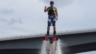 A Guy Shows Off His Water-Powered Jet Pack