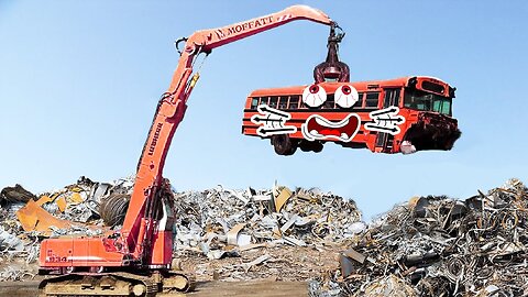 Dangerous Powerful Excavator Destroy Bus | Heavy Equipment | Lucky Doodles