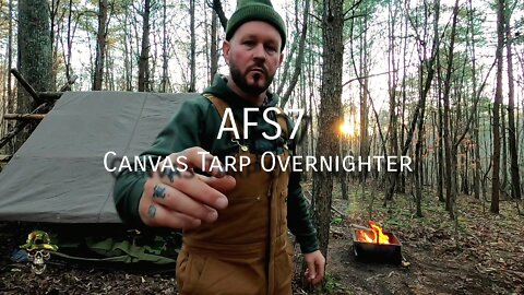 Camping Overnight in a Canvas Tarp Shelter - AFS7