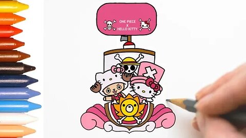 COMO DESENHAR ONE PIECE E HELLO KITTY JUNTOS - FÁCIL DE FAZER #hellokitty #onepiece