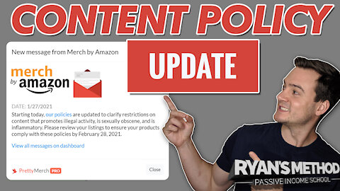 AMAZON MERCH CONTENT POLICY UPDATE (1/27/2021)