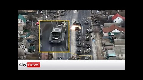 Ukraine War: Dramatic drone footage shows Russian convoy 'ambush'