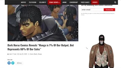 MANGA IS 66% OF DARK HORSE COMICS SALES, DESPITE BEING 1% OF ITS OUTPUT?