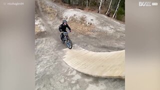 Young BMX rider fails to break his fall