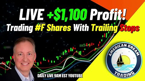 Trading #F Shares Live - +$1,100 Profit With Trailing Stops In The Stock Market