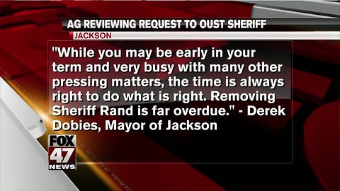 AG reviewing request to oust sheriff