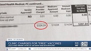 Clinic charges for 'free' COVID-19 vaccines