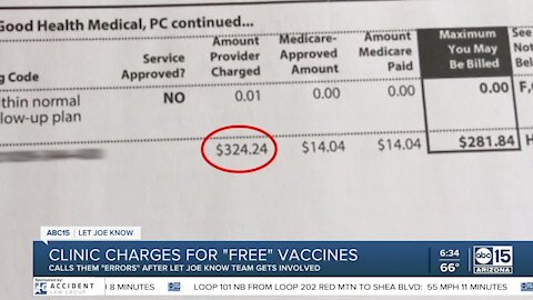 Clinic charges for 'free' COVID-19 vaccines