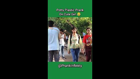 Potty prank on girl holding bag