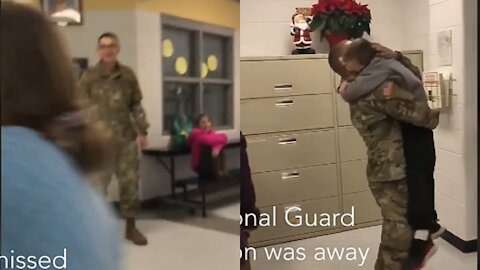 Uncle surprises nephew after being away in the military