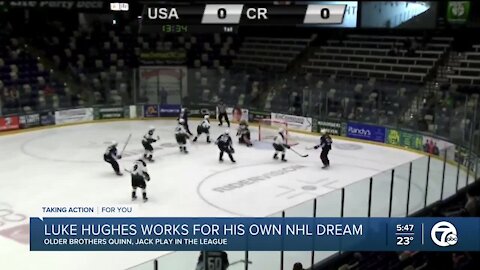 Luke Hughes works for his own NHL dream after brothers Quinn and Jack realize theirs
