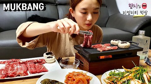 meat juice & soju fifty-fifty😍 FLEX eating show :) (Hanwoo & NO1 Jinro🍾)