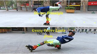 Slalom skating tricks by Gesny from Haiti