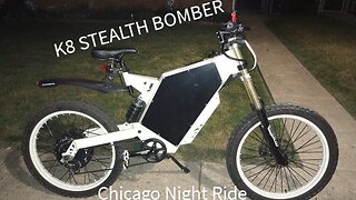 K8 STEALTH BOMBER ENDURO EBIKE : UP A TIGHT STREET & ZOOMING BY TRAFFIC : CHICAGO NIGHT RIDE IN POV!