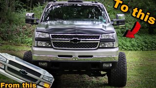 LB7 to LBZ Duramax Front End Conversion! Cat Eye Hood and Grill Swap