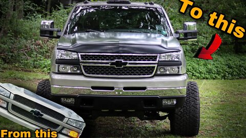 LB7 to LBZ Duramax Front End Conversion! Cat Eye Hood and Grill Swap