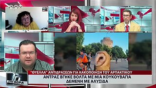 Αντρας βγήκε βόλτα με μια κουκουβάγια δεμένη με αλυσίδα (ΑΡΤ, 23/9/2022)