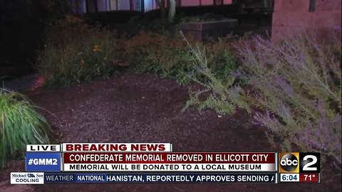 Confederate Monument Removed Overnight in Ellicott City