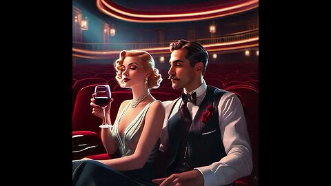 A man and a woman enjoying Pinot Noir in a 1930’s theatre #1930s #pinotnoir #wonderapp #theatre