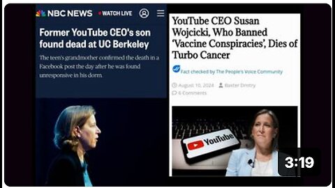 REMINDER : YouTube Removed 1 Million Videos About Covid & Vaccines, CEO Susan Wojcicki Said