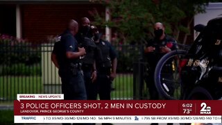 3 police officers shot, 2 men in custody