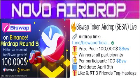 Airdrop BISwap Official | Receba 100 Token BSW (120$) | Refer. 10 Token BSW (12$) | CryptoCurrency
