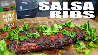 Salsa Ribs on Kettle Grill Recipe #ribsrecipe #porkdishes #bbq