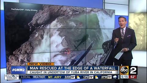 Man rescued at edge of California waterfall