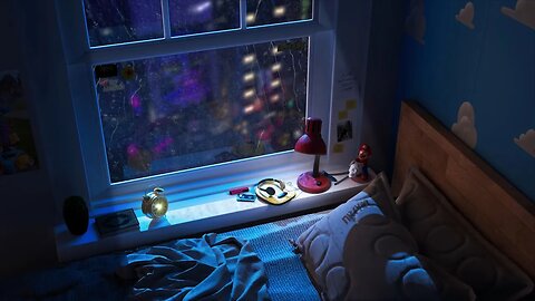 Relaxing Raining Sound in Cozy Room for Sleeping, Study, Focus (10 HOURS)