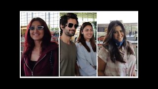 Ekta Kapoor, Dhvani bhanushali, Akanksha Singh & Aditya seal with Anushka Ranjan at the Airport