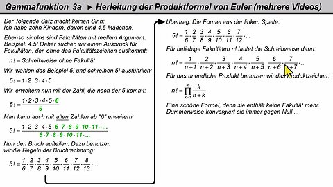 Gammafunktion 3a ► Herleitung der Euler-Produktformel (mehrere Videos)