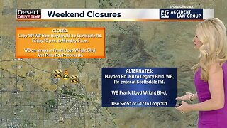 Weekend traffic closures around the Valley