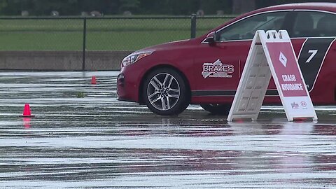 Teens take part in advanced driving course to learn safe driving practices on the road