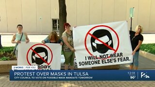 Protest over masks in Tulsa