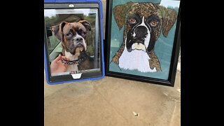 Embroidery art: brindle boxer dog