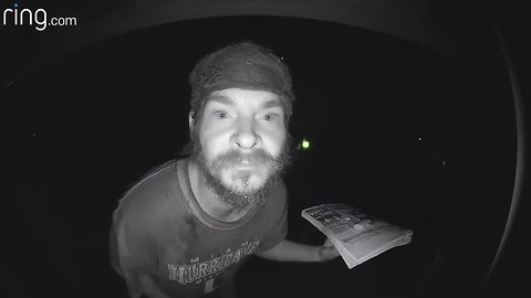 Ring Video of man licking doorbell and making odd gestures