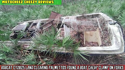 BOBCAT CT2025 TRACTOR Cheap clamp-on forks, Brush hogging, found a BOAT, broke a turn signal