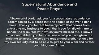 Supernatural Abundance and Peace Prayer (Prayer for Success and Prosperity in Business)