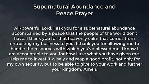 Supernatural Abundance and Peace Prayer (Prayer for Success and Prosperity in Business)