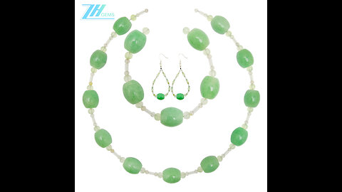 Green Tourmaline Rubellite Apyrite Aventurine and Prehnite Crystal gemstone jewelry set